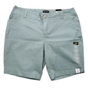 LEE Rider Bermuda Shorts Mid-Rise Lead Blue 9" Regular Fit Women's 20W Plus NWT